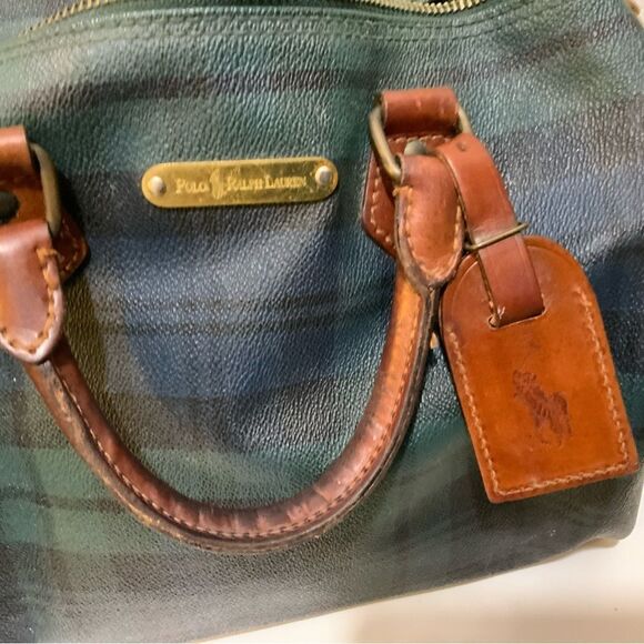Polo Ralph Lauren Vintage Bag  Pvc Checkered Pattern Top Handle Travel Bag - Picture 13 of 16